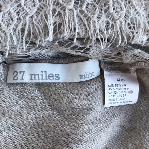 27 Miles Malibu Silk/Cashmere Asymmetrical Sweater / Knit Front/Lace Back - Picture 5 of 7